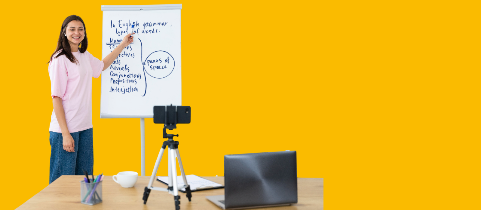 Professora Sue ensinando inglês para crianças